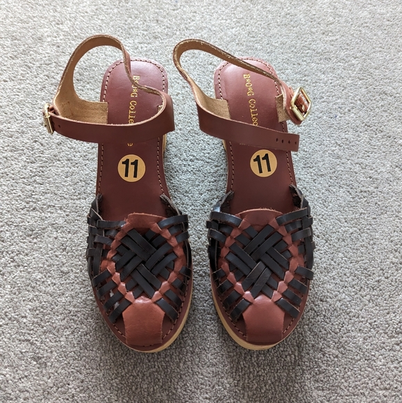 Band of Gypsies Magnolia Cognac Leather Woven Clog Size 11 NEW - Picture 3 of 8